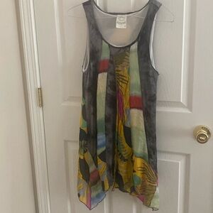 Bohemian Multi-Color Sleeveless Swing Dress Fleur De Lis Collection